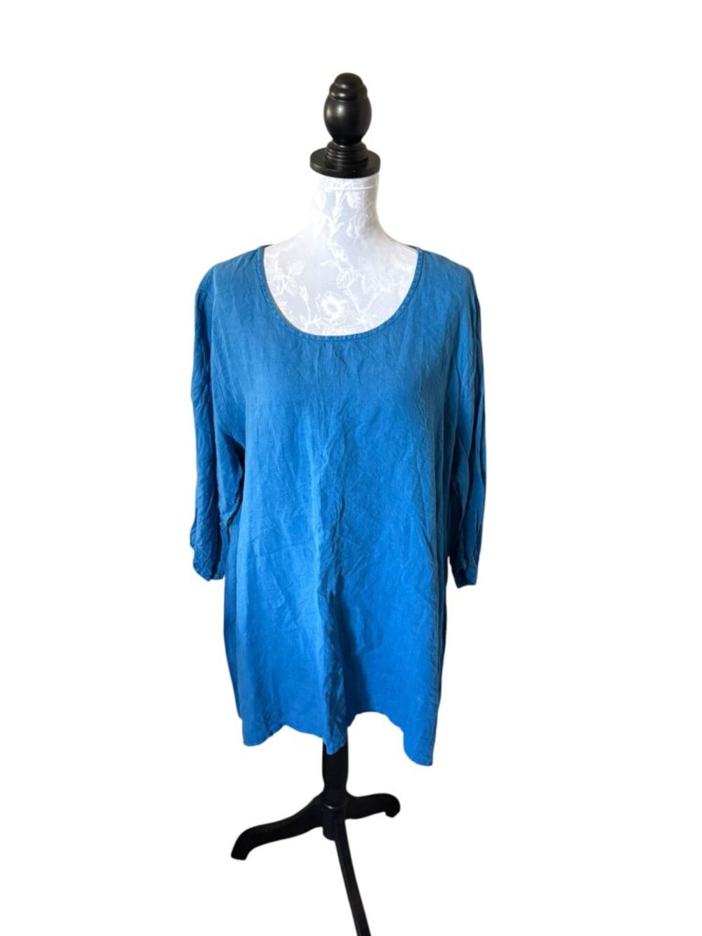 Bryn Walker Linen Top Casual Lagenlook Blue Womens Xlarge